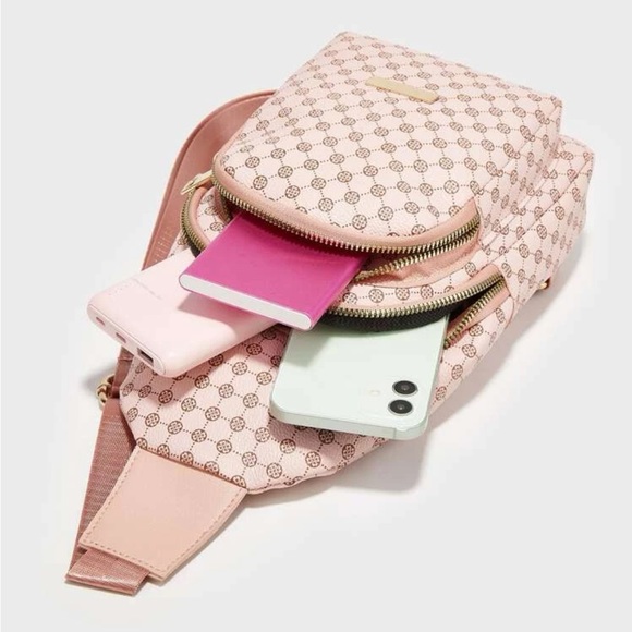 GEOMETRIC LIGHT PINK MINI SLING BACKPACK - Picture 5 of 6